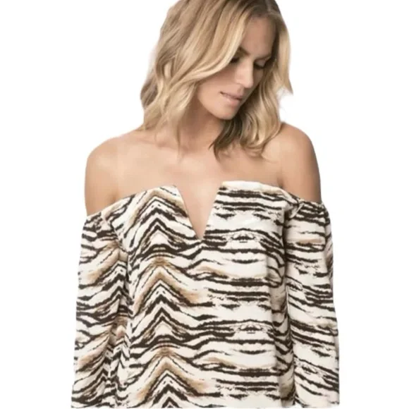 Despi Ibiza Dress NWT Size 8 Animal Print Off Shoulder Mini Resort Vacation - Picture 3 of 11